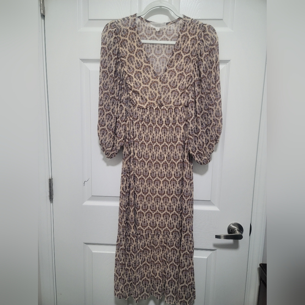 Lucky Brand Brown Patterned Midi Dress